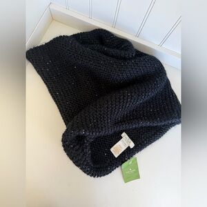 🔥NWT Kate Spade Midnight Black Knit Scarf With Sequins